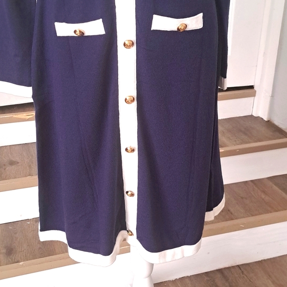 MEROKEETY Knit Sweater Dress Button Short Sleeve Crew Neck Mini Dress Large NWT - Picture 3 of 7
